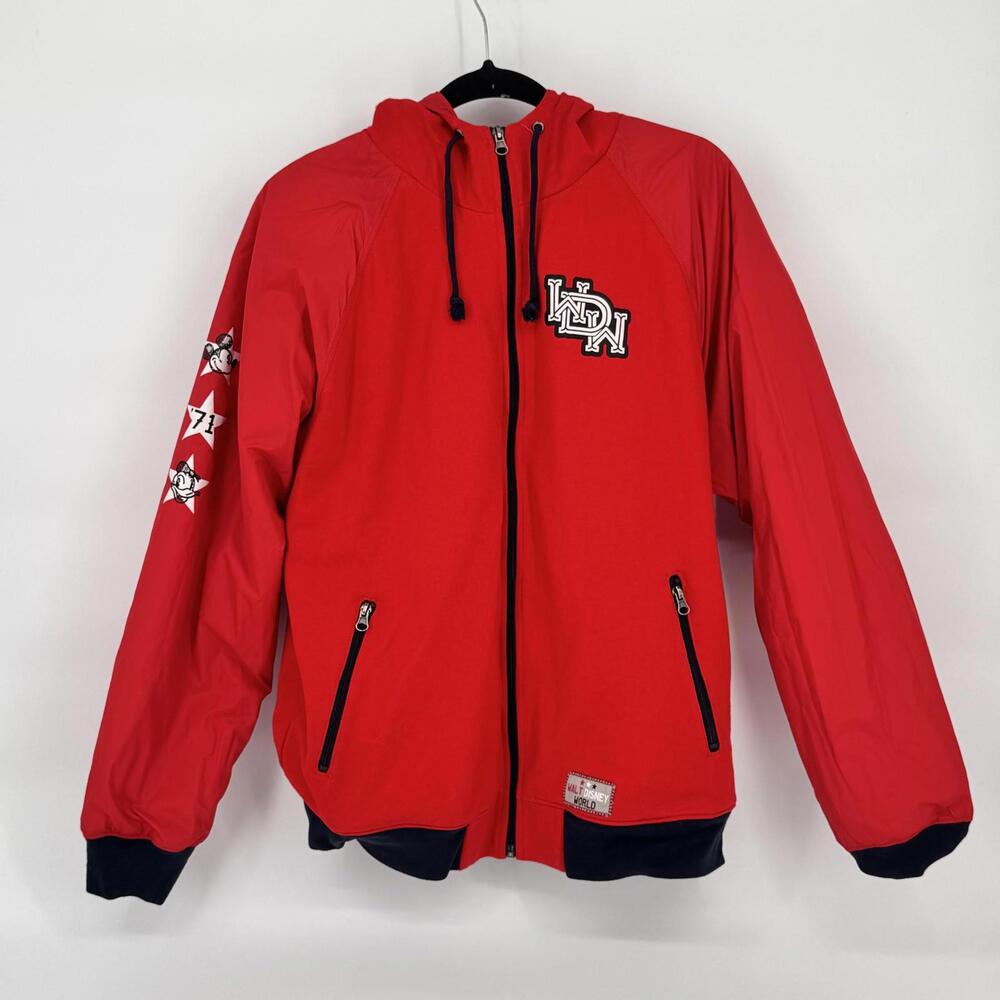 Disney Parks Jacket Mens Medium Red Hooded Full Zip Walt Disney World Mickey